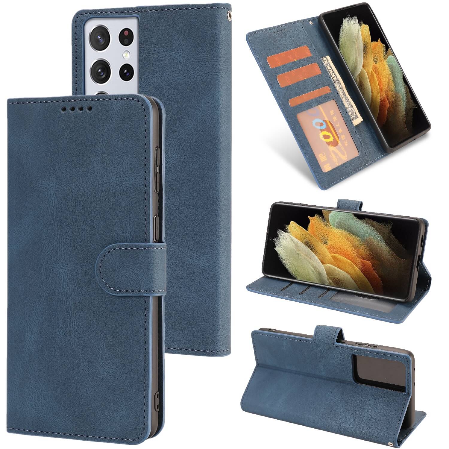 Leather Wallet Case for Samsung Galaxy S30 Plus – Blue – Cell Phone ...